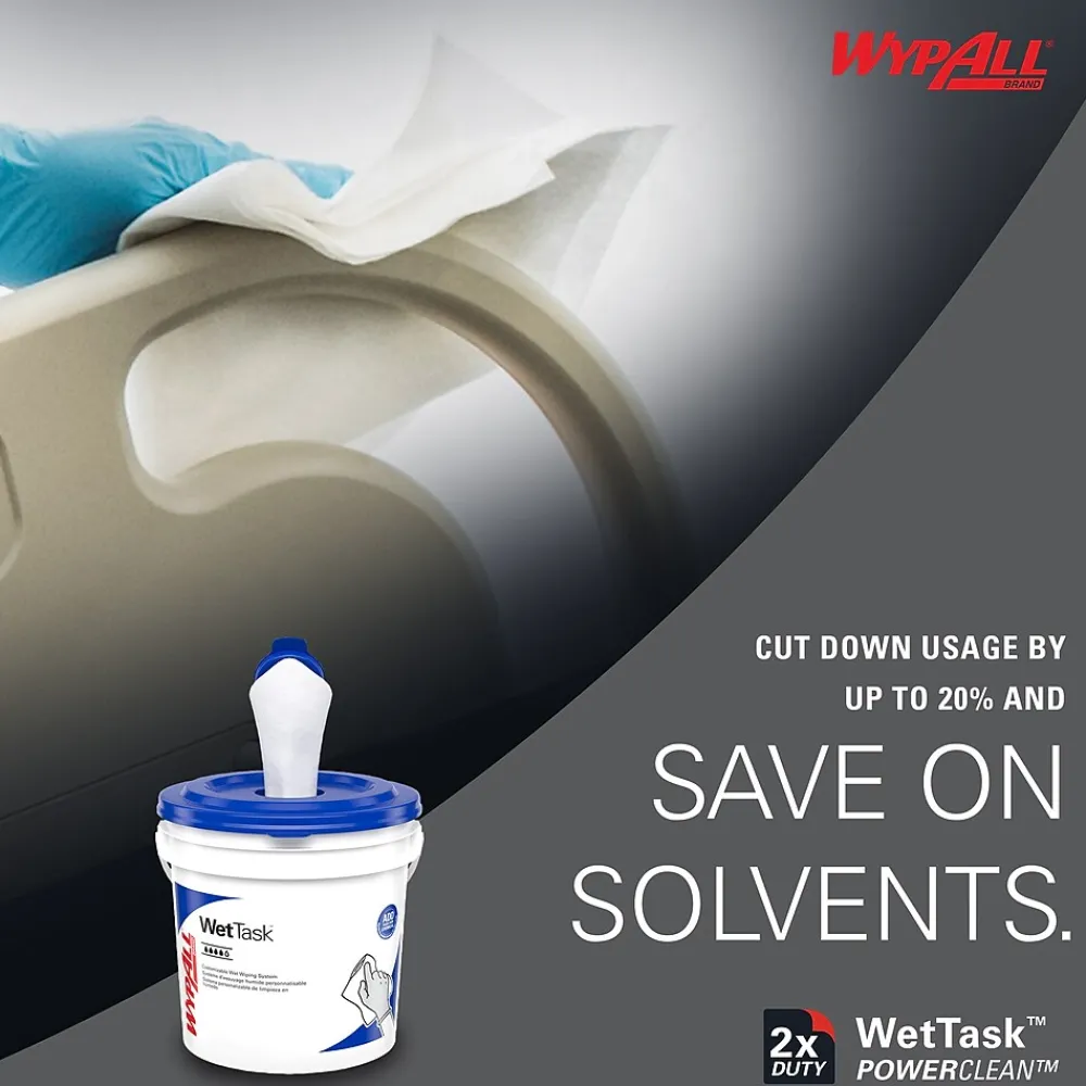 PowerClean WetTask Fabric Cleaning Wipers, 15" x 9", White, 275 Sheets/Roll, 2/Carton (06006)<WypAll Outlet