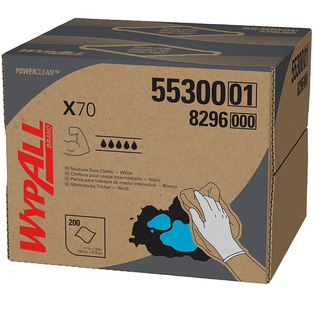 PowerClean X70 Cloths, 11.1" x 16.8", White, 200 Sheets/Box (55300)<WypAll Outlet