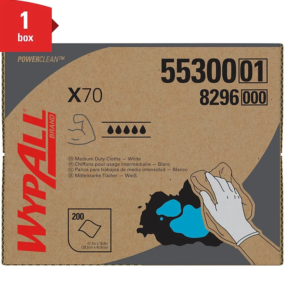 PowerClean X70 Cloths, 11.1" x 16.8", White, 200 Sheets/Box (55300)<WypAll Outlet