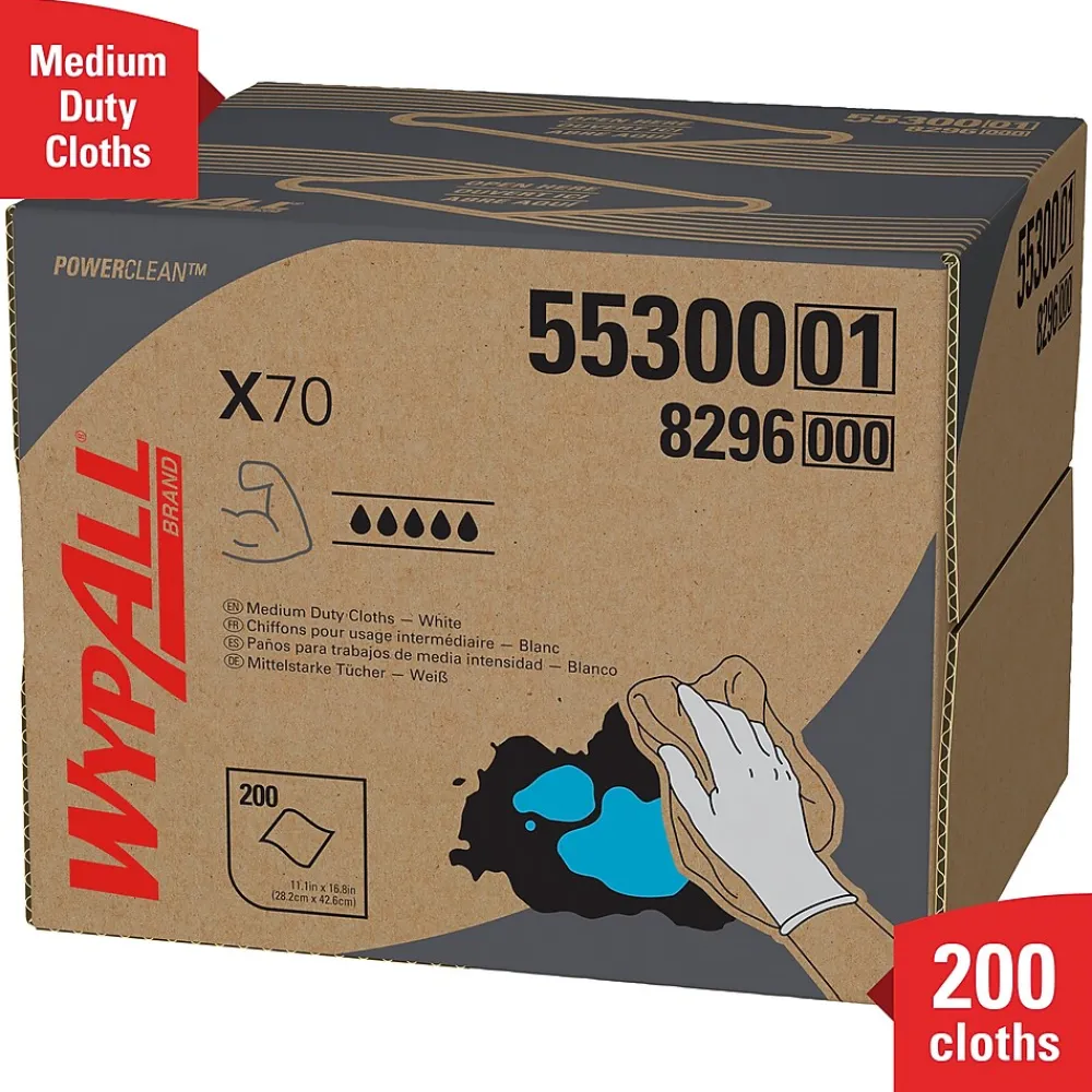 PowerClean X70 Cloths, 11.1" x 16.8", White, 200 Sheets/Box (55300)<WypAll Outlet