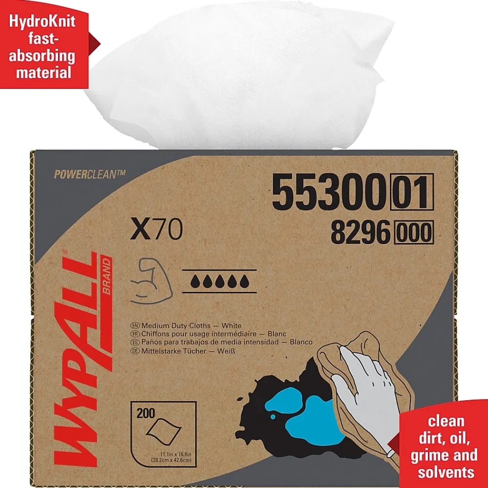 PowerClean X70 Cloths, 11.1" x 16.8", White, 200 Sheets/Box (55300)<WypAll Outlet