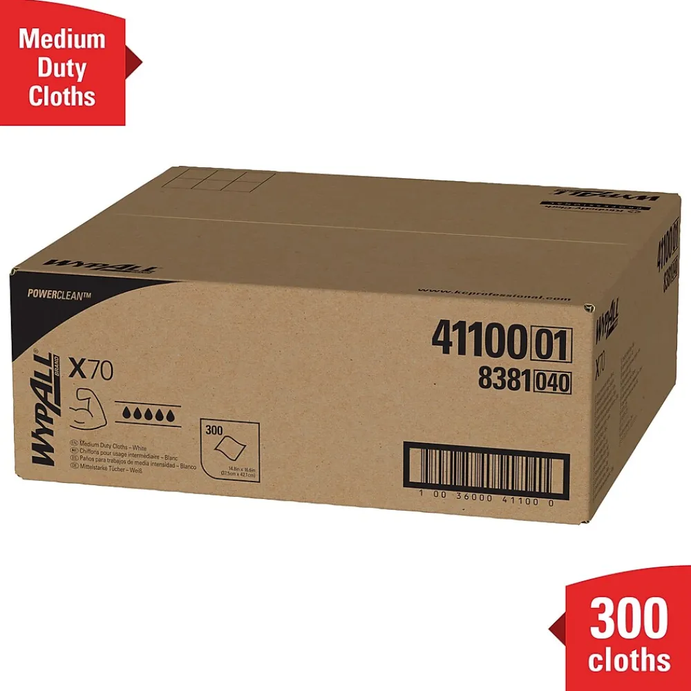 PowerClean X70 Cloths, 14.9" x 16.6", White, 300 Sheets/Box (41100)<WypAll Discount
