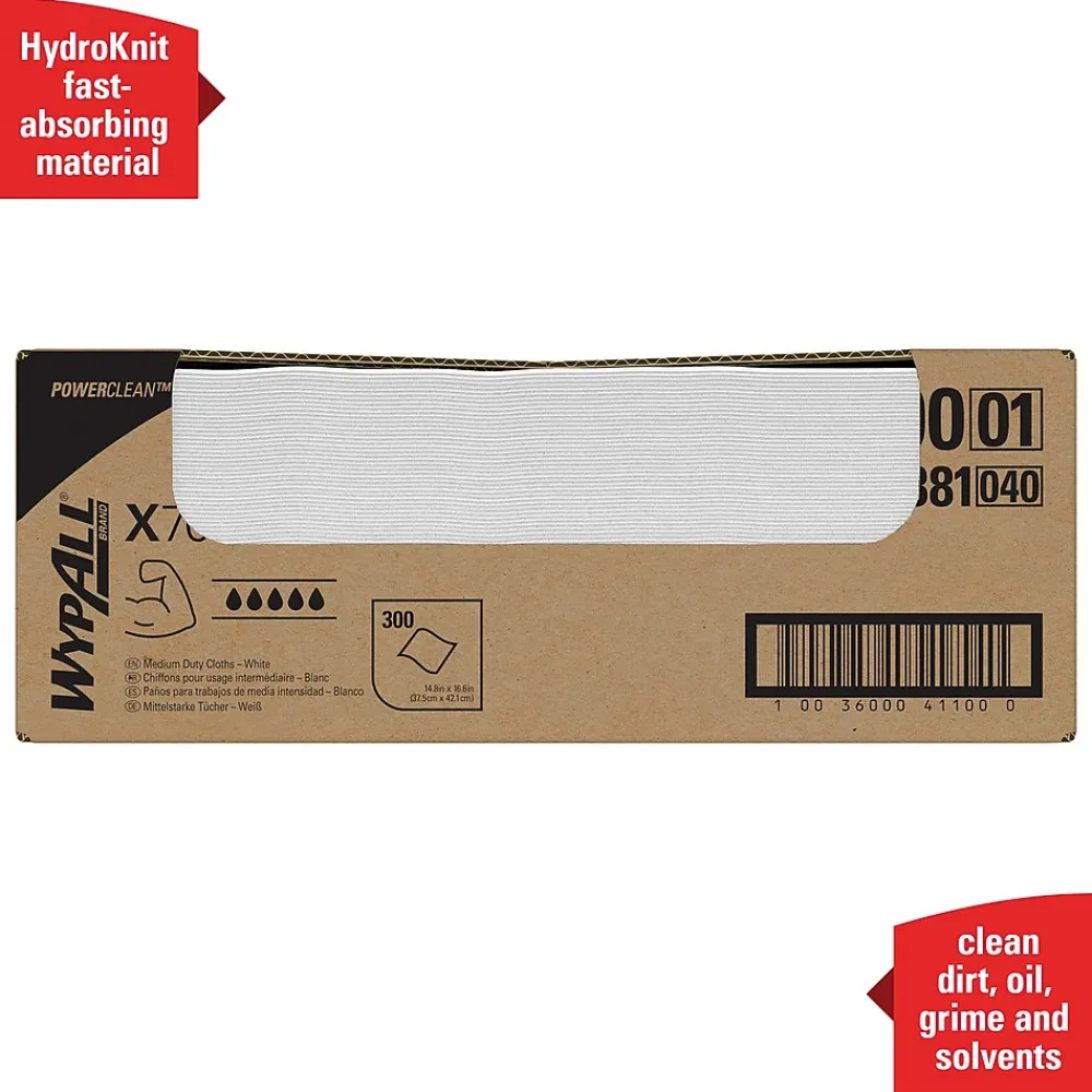 PowerClean X70 Cloths, 14.9" x 16.6", White, 300 Sheets/Box (41100)<WypAll Discount