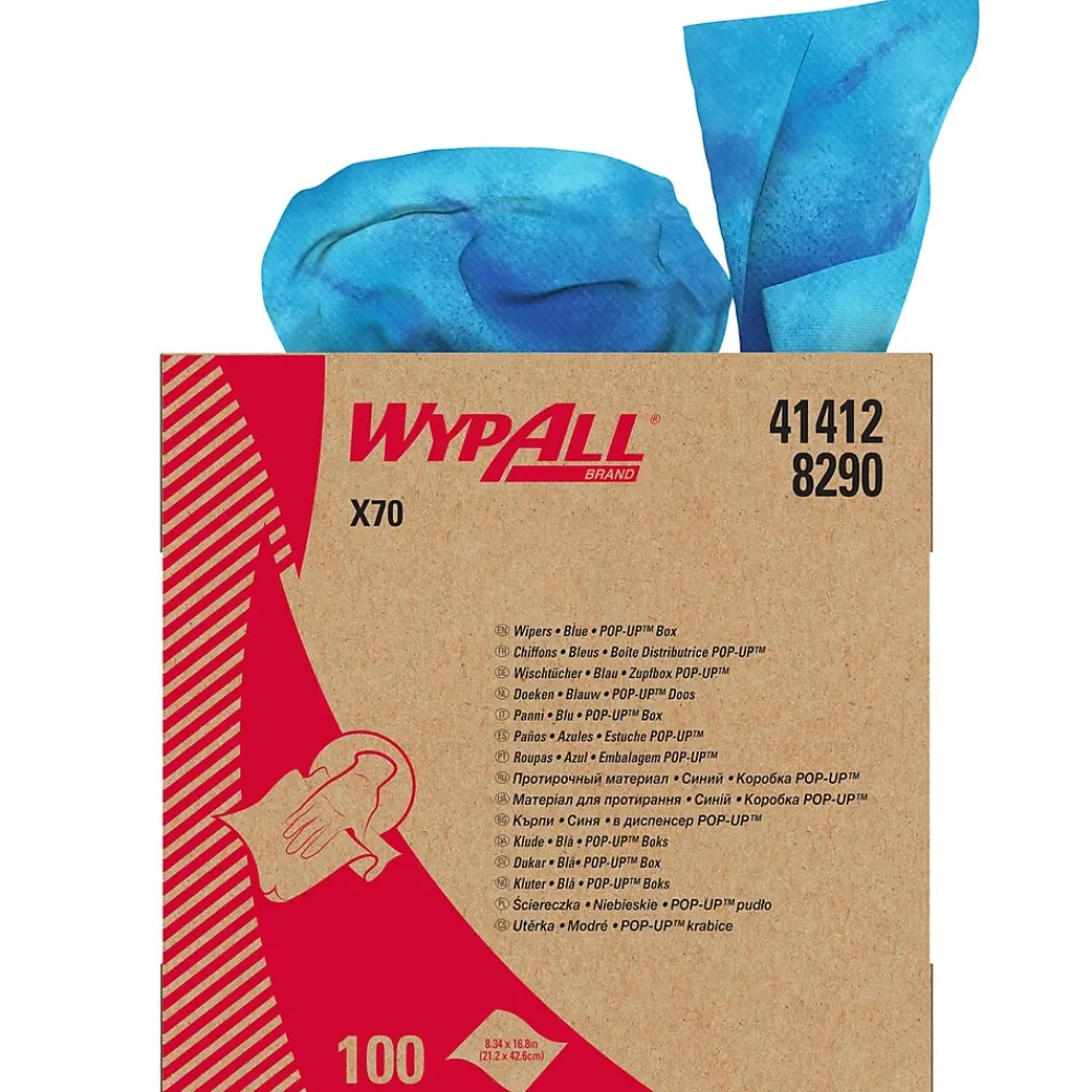 PowerClean X70 Cloths, 8.34" x 16.8", Blue, 100 Sheets/Box, 10 Boxes/Carton (41412)<WypAll Hot