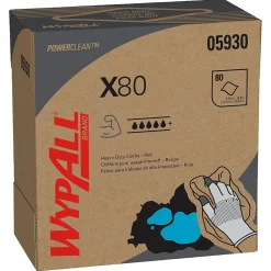 PowerClean X80 Cloths, 8.34" x 16.8", Red, 80 Sheets/Box, 5 Boxes/Carton (05930)<WypAll Best