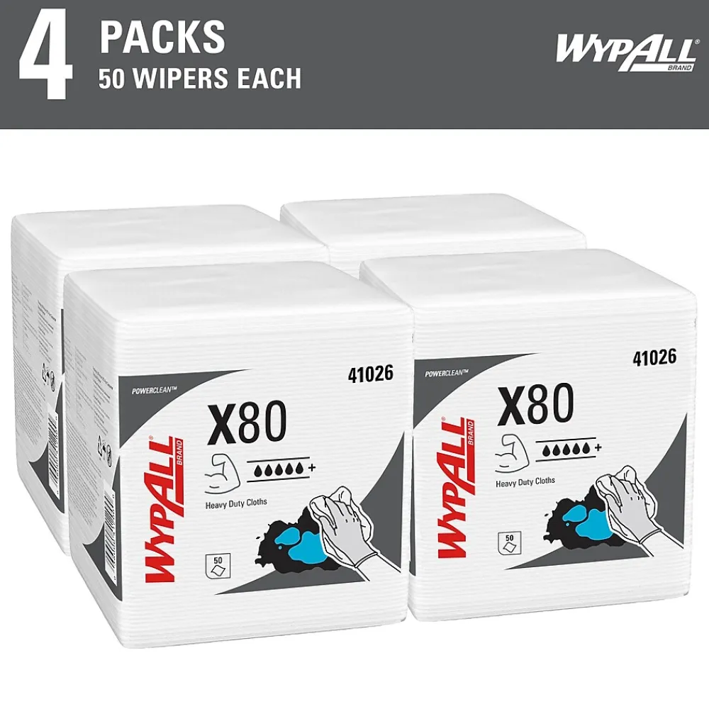 PowerClean X80 Nylon Cleaning Wipers, 12" x 12.5", White, 50 Wipers/Box, 4/Carton (41026)<WypAll Discount