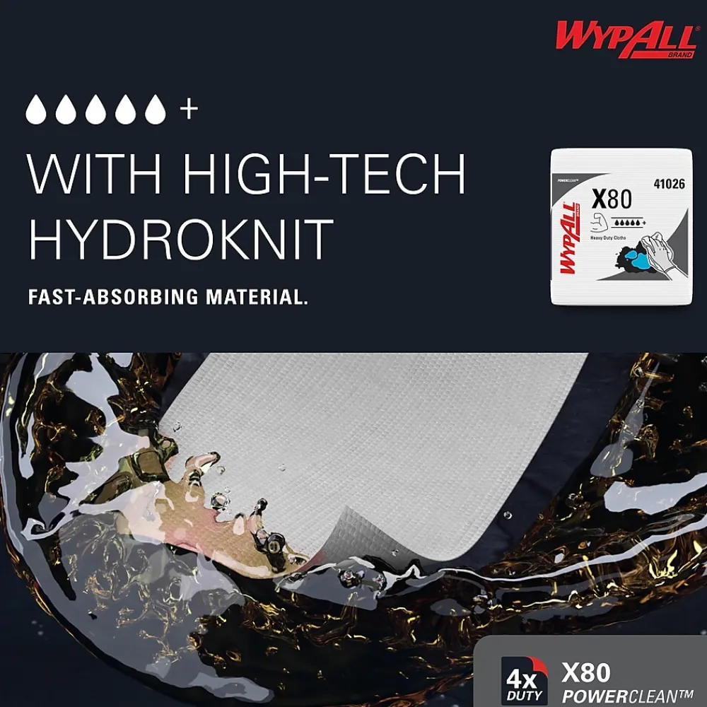 PowerClean X80 Nylon Cleaning Wipers, 12" x 12.5", White, 50 Wipers/Box, 4/Carton (41026)<WypAll Discount