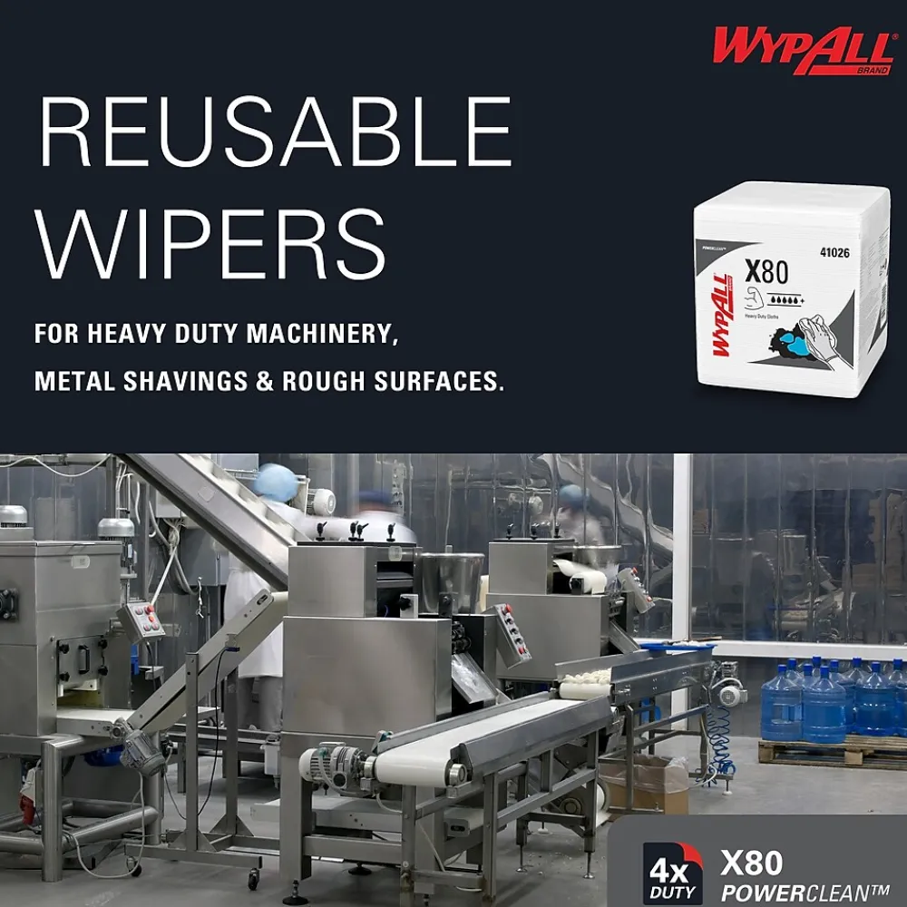 PowerClean X80 Nylon Cleaning Wipers, 12" x 12.5", White, 50 Wipers/Box, 4/Carton (41026)<WypAll Discount
