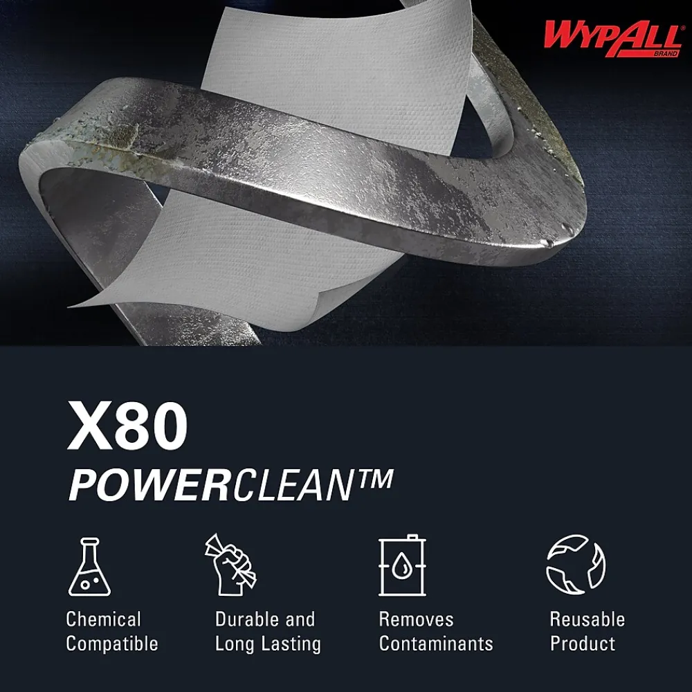 PowerClean X80 Nylon Cleaning Wipers, 12" x 12.5", White, 50 Wipers/Box, 4/Carton (41026)<WypAll Discount