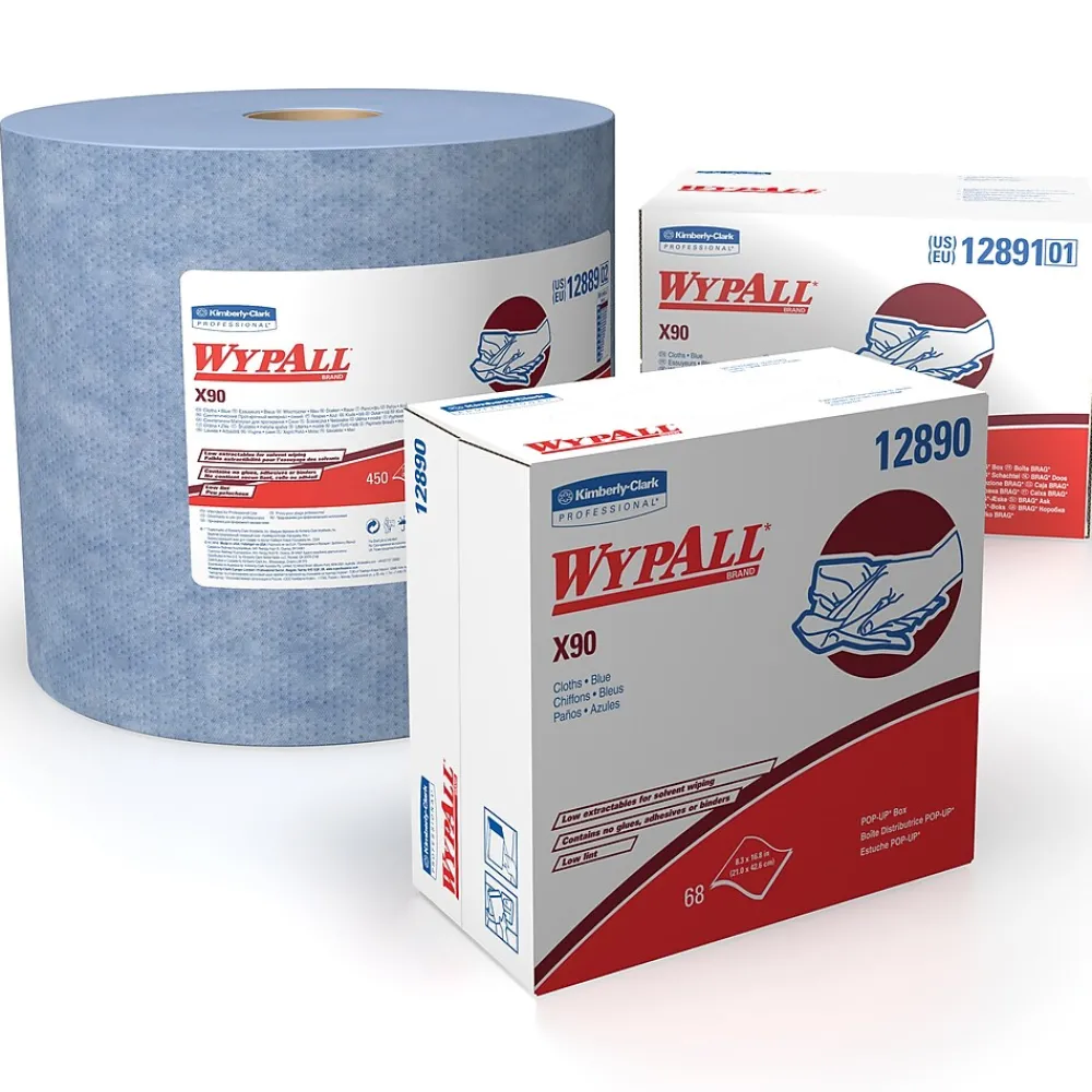 X90 Cleaning Cloths, 16.8" x 11.1", Blue and Denim, 0.33 lbs., 136 Cloths/Pack (12891)<WypAll New