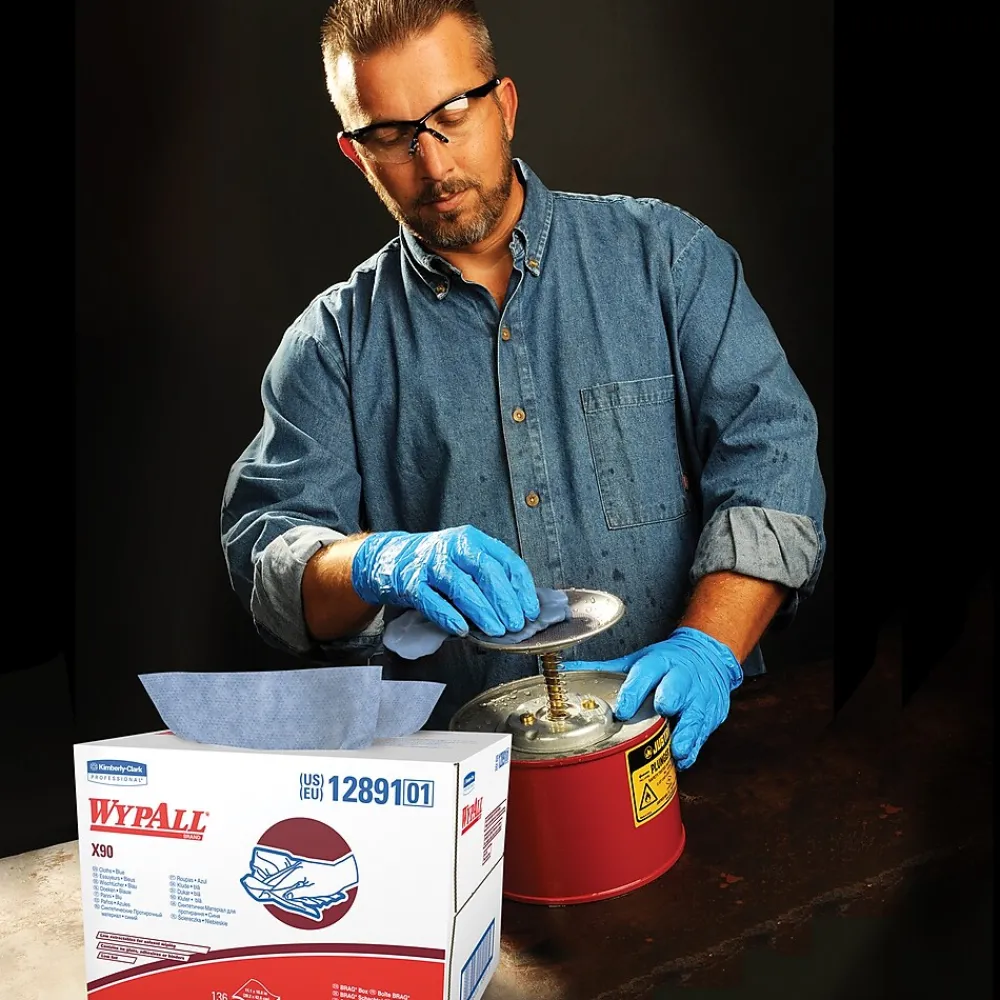 X90 Cleaning Cloths, 16.8" x 11.1", Blue and Denim, 0.33 lbs., 136 Cloths/Pack (12891)<WypAll New