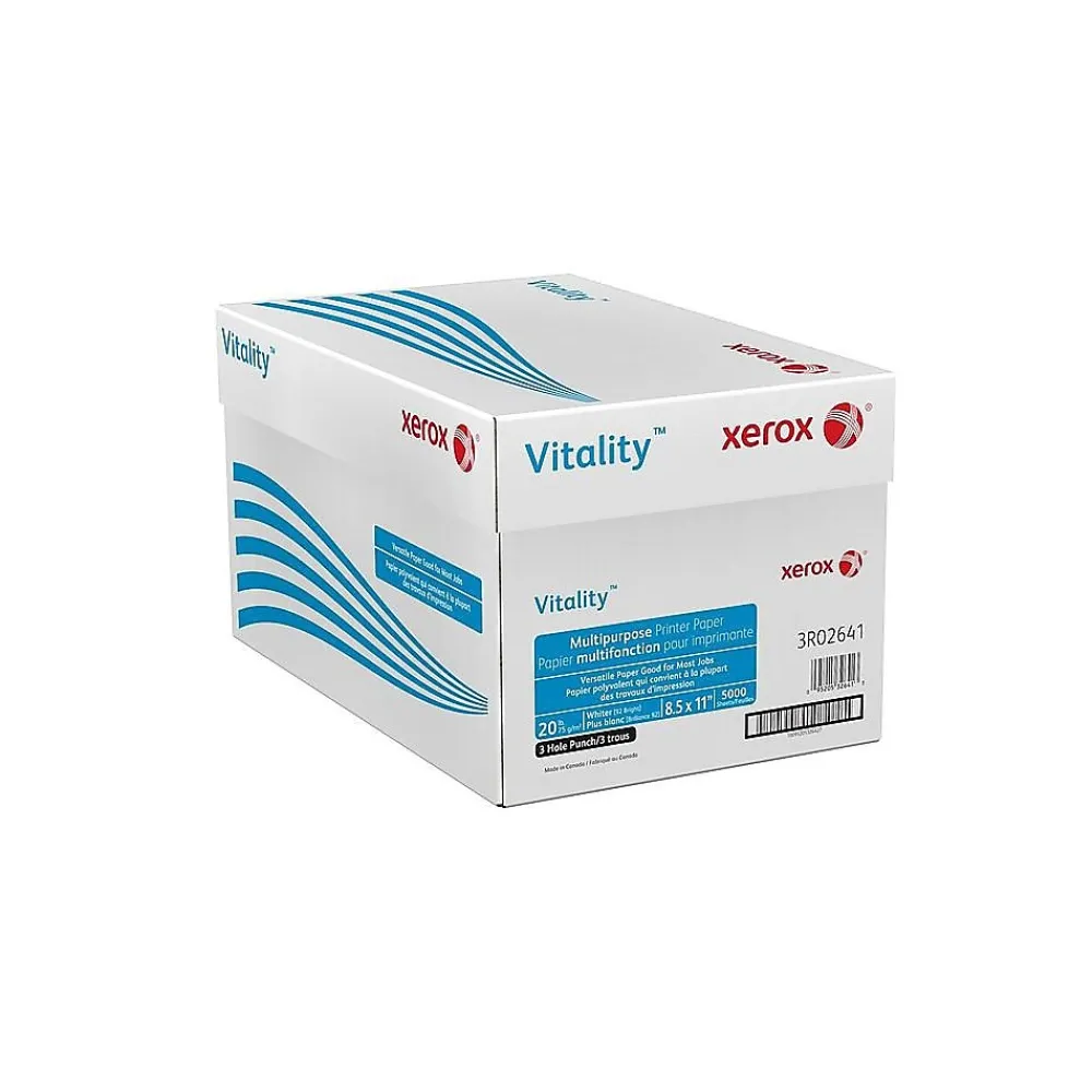 Multipurpose Paper*Xerox Vitality 8.5" x 11" 3-Hole Punched Multipurpose Paper, 20 lbs., 92 Brightness, 5000/Carton (3R2641)