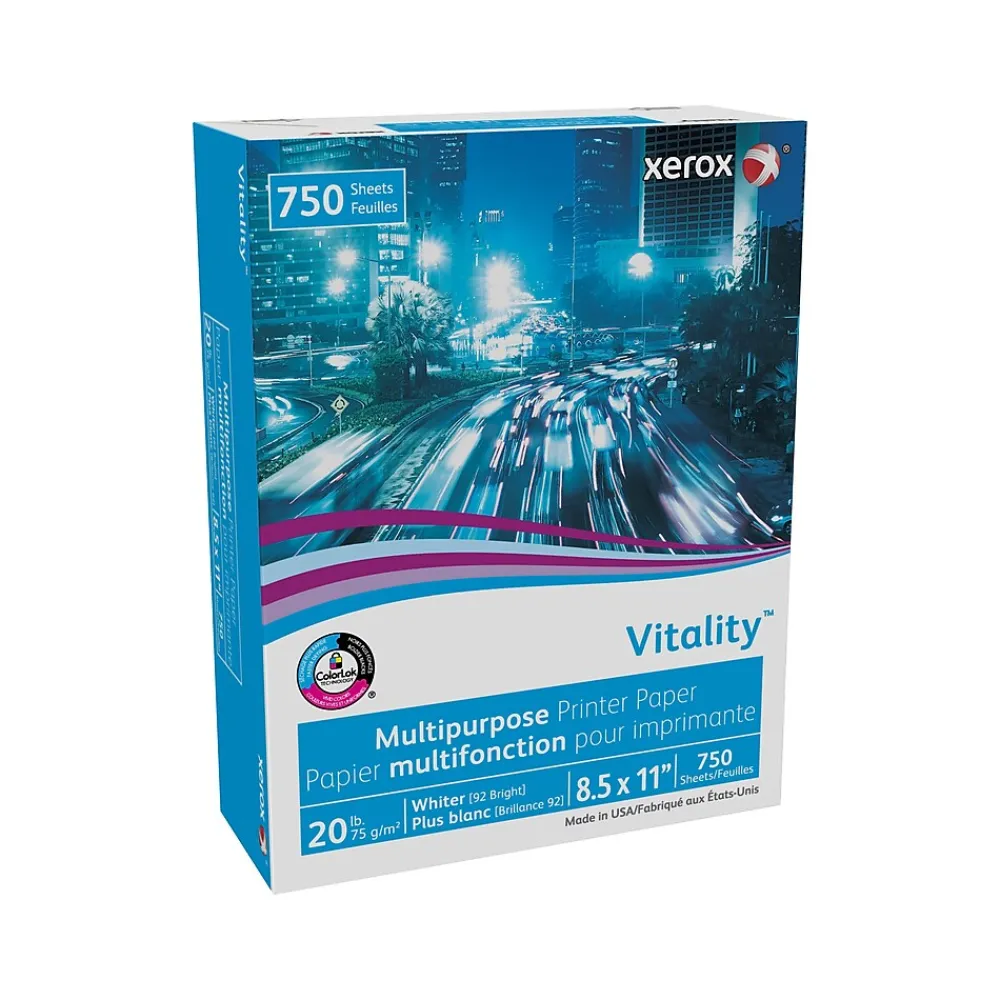 Multipurpose Paper*Xerox Vitality 8.5" x 11" Multipurpose Paper, 20 lbs., 92 Brightness, 750 Sheets/Ream (3R20195)