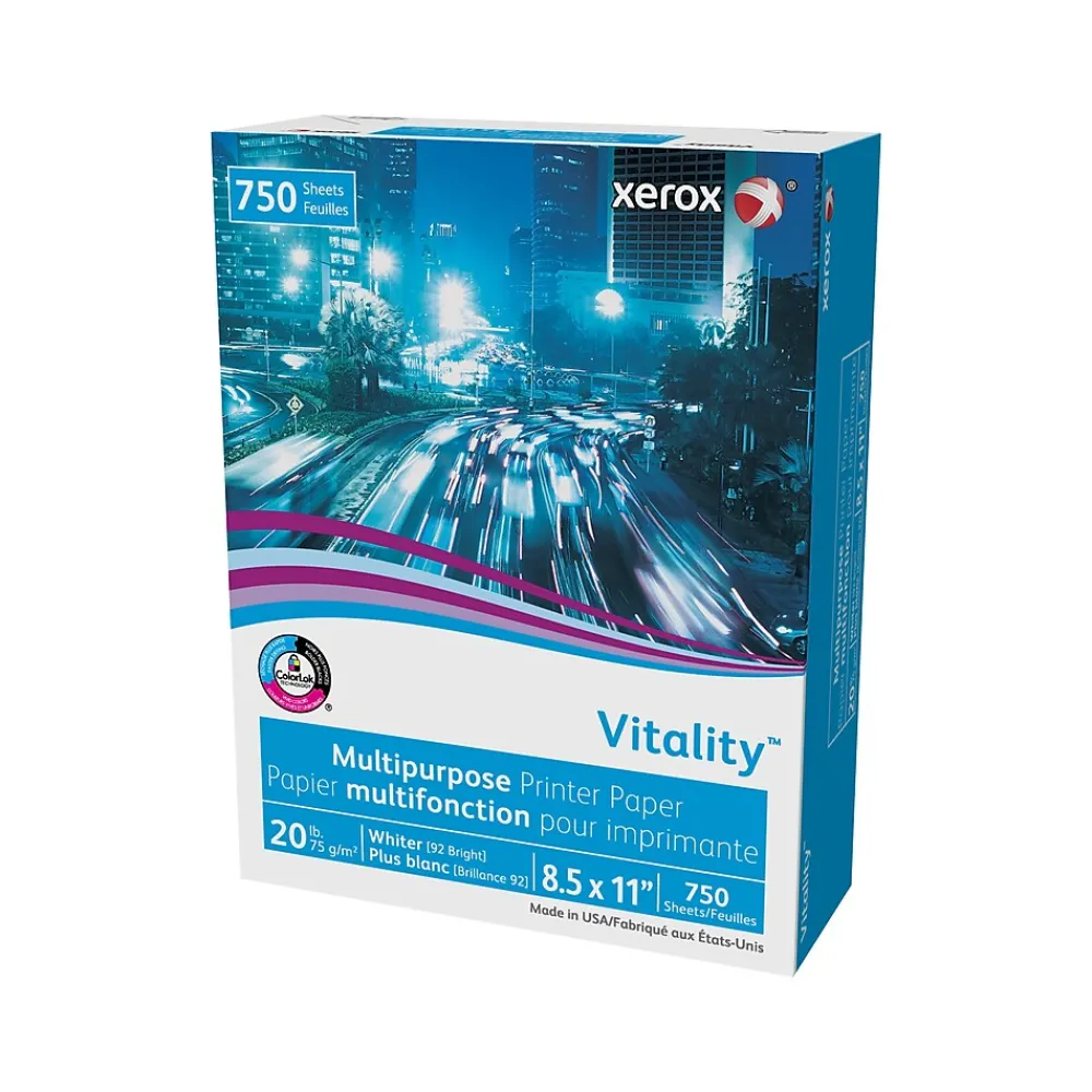 Multipurpose Paper*Xerox Vitality 8.5" x 11" Multipurpose Paper, 20 lbs., 92 Brightness, 750 Sheets/Ream (3R20195)