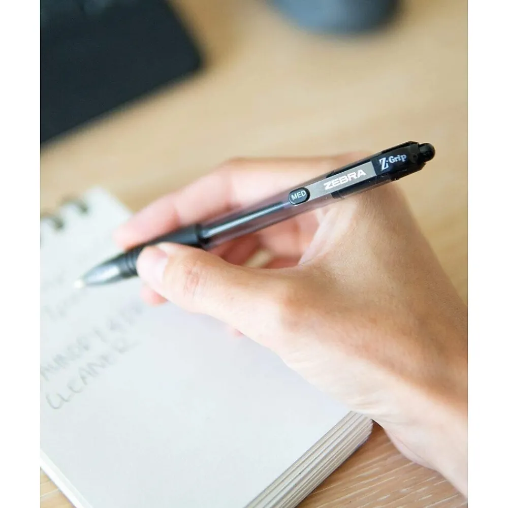 Pens|Zebra Z-Grip Retractable Ballpoint Pen, Medium Point, 1.0mm, Black Ink, 18 Pack (ZEB22218)