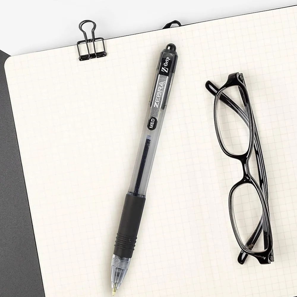 Pens|Zebra Z-Grip Retractable Ballpoint Pen, Medium Point, 1.0mm, Black Ink, 18 Pack (ZEB22218)