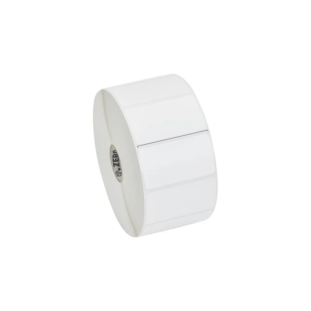 Labels|Zebra Z-Perform 2000D Permanent Adhesive Direct Thermal Label, 2 1/4" x 1 1/4", Bright White, 12 Rolls/Pack (10015781)