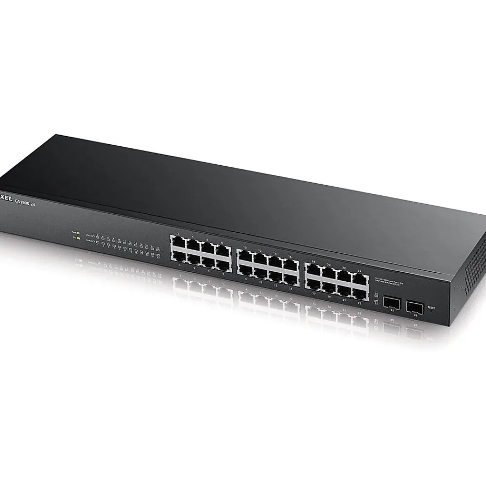 Outlet ZyXEL GS1900-24 24-Port Gigabit Ethernet Managed Switch, 10/100/1000 Mbps, Black (GS190024)
